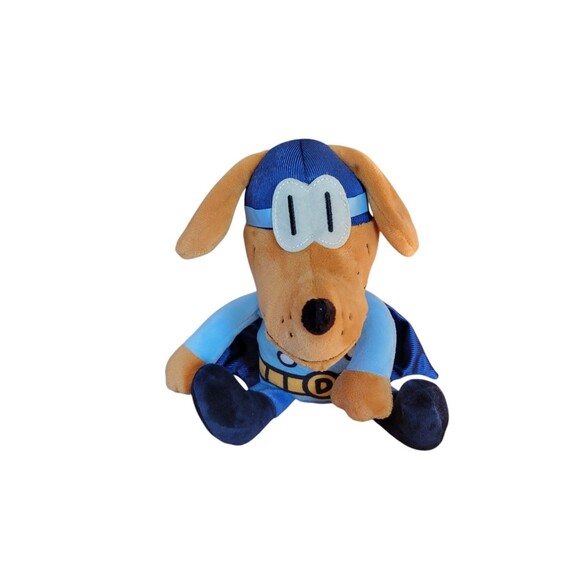 MerryMakers Plush Dog Mans Bark Knight Stuffed Animal Toy Blue Tan Soft 9" - Picture 2 of 5